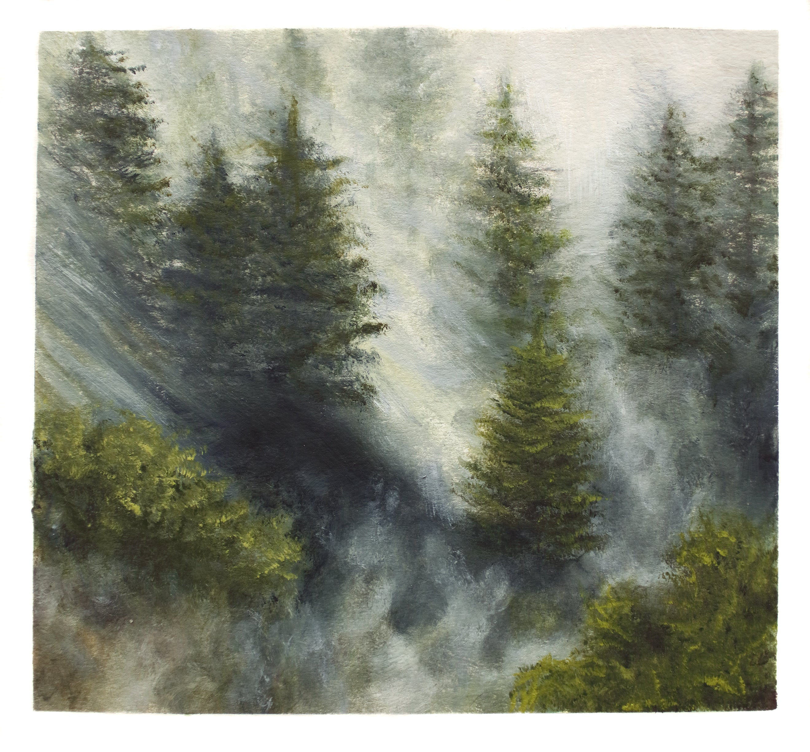 Foggy Forest Original Oil Painting